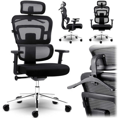 Bureaustoel – Office Chair – Gamingstoel – Bureaukruk – Draaistoel – Ademend Mesh Rugoppervlak – Verstelbare Zithoogte 44-52 cm - Zwart
