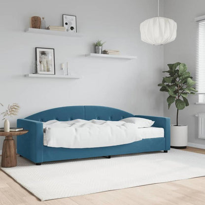 Sofa Bed – Slaapbank – Bedbank – Futon – Slaapbankje – Blauw Velvet – Matras 80x200 cm – Hardhouten Frame – Afneembare Bekleding