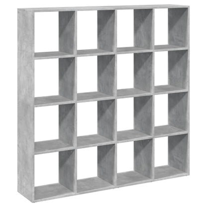 Boekenkast – Boekenrek – Opbergkast – Vakkenkast – Roomdivider – Betongrijs – 16 Open Vakken – Hoogwaardig Hout
