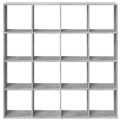 Boekenkast – Boekenrek – Opbergkast – Vakkenkast – Roomdivider – Betongrijs – 16 Open Vakken – Hoogwaardig Hout