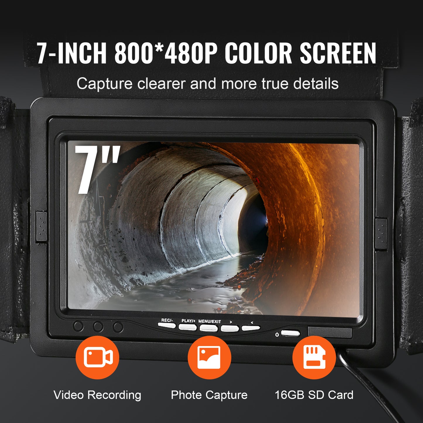 Pijpinspectiecamera – Rioolcamera – Leidingencamera – Afvoercamera – Inspectiesonde – 50 Meter Glasvezelkabel – 7-inch LCD Kleurenscherm – IP68 Waterdicht