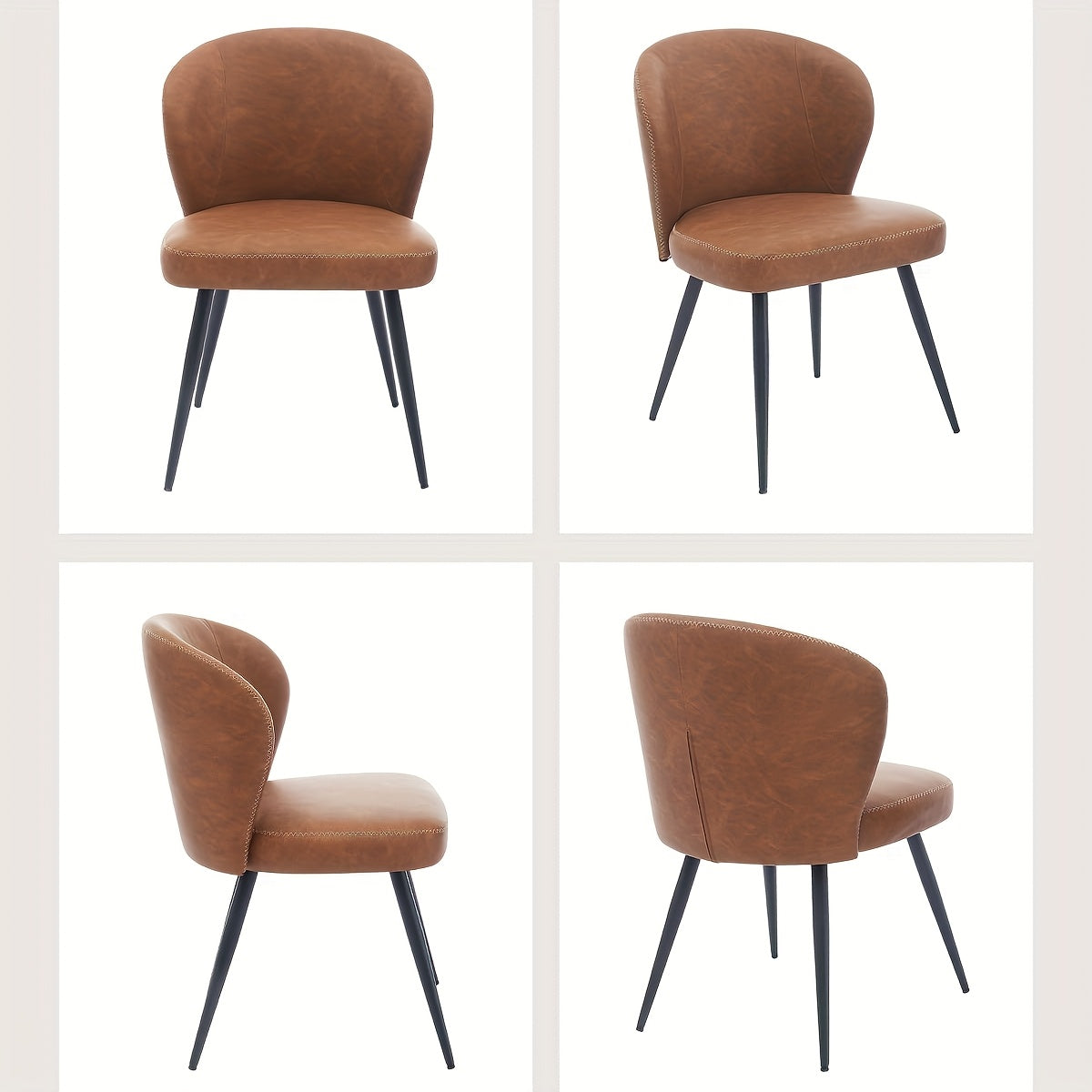 Eetkamerstoelen – Keukenstoelen – Stoelen Set – Design Stoelen – Armloze Stoelen – Set van 6 – Ergonomische Rugleuning – Kunstleer Metalen Poten