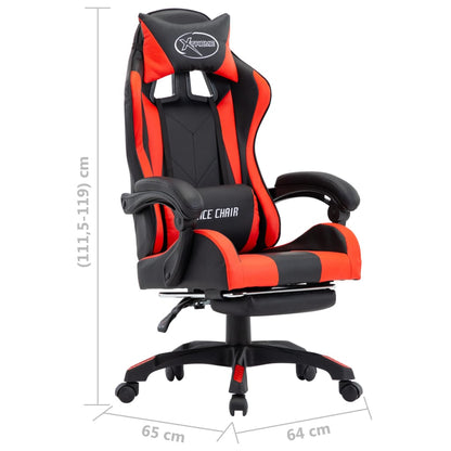 Bureaustoel – Bureaustoelen – Gamingstoel – Kantoorstoel – Racing Chair – Verstelbare Rugleuning – Inklapbare Voetensteun – Kunstleer – Rood/Zwart