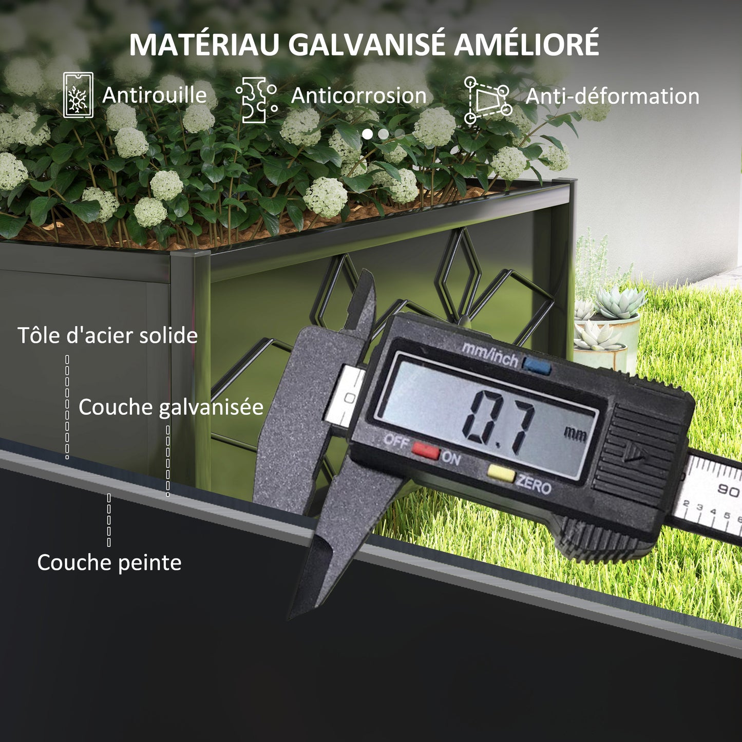 Verhoogde Plantenbak – Tuinbak – Bloembak – Moestuinbak – Balkonbak – Klimrek – Verzinkt Staal – Drainagegaten – Zwart – 90x40x120 cm