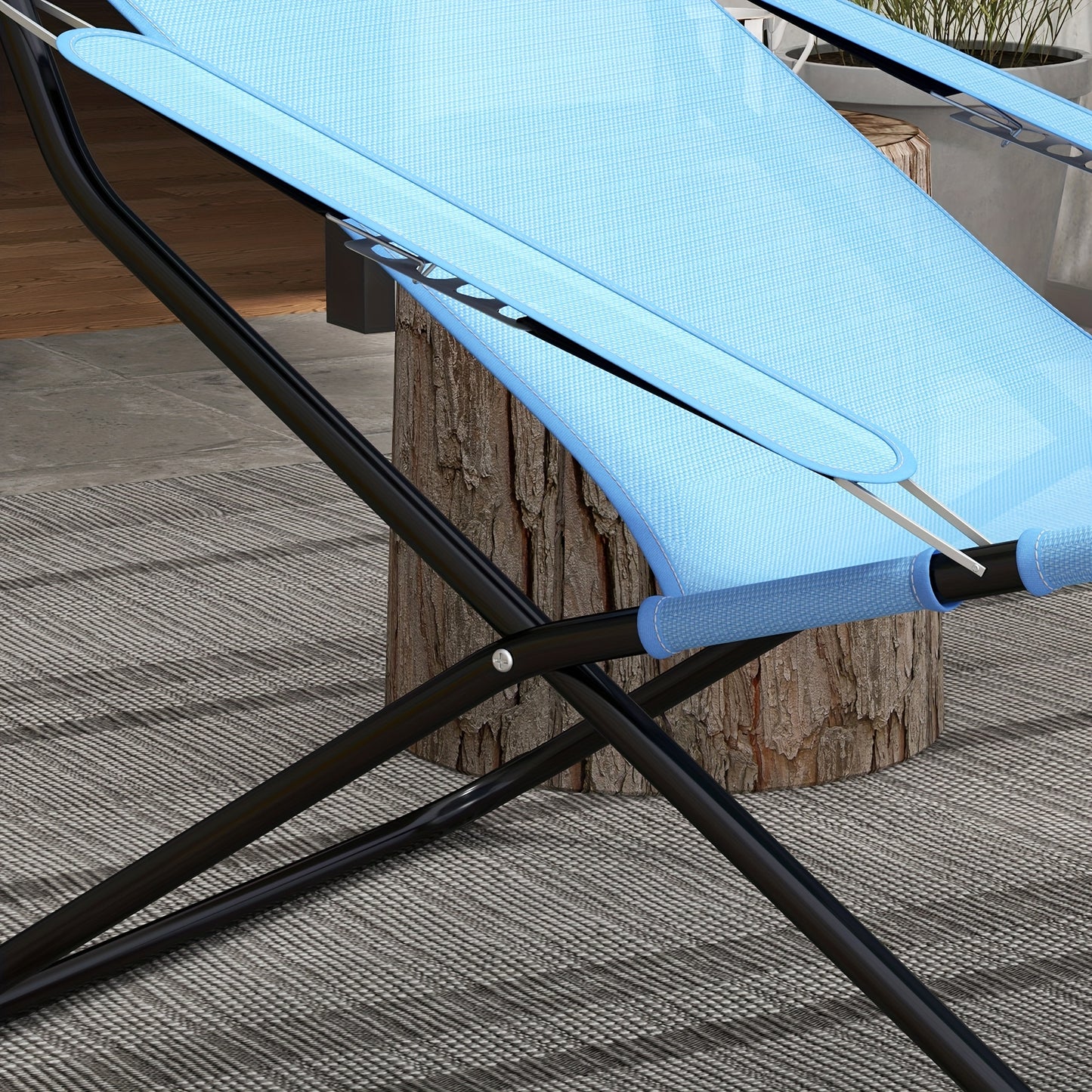 Vouwstoel – Klapstoel – Opvouwbare Stoel – Kampeerstoel – Tuinstoel – Verstelbare Rugleuning – Steviele Metalen Constructie 120 kg – Lichtgewicht Mesh Blauw