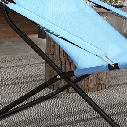 Vouwstoel – Klapstoel – Opvouwbare Stoel – Kampeerstoel – Tuinstoel – Verstelbare Rugleuning – Steviele Metalen Constructie 120 kg – Lichtgewicht Mesh Blauw