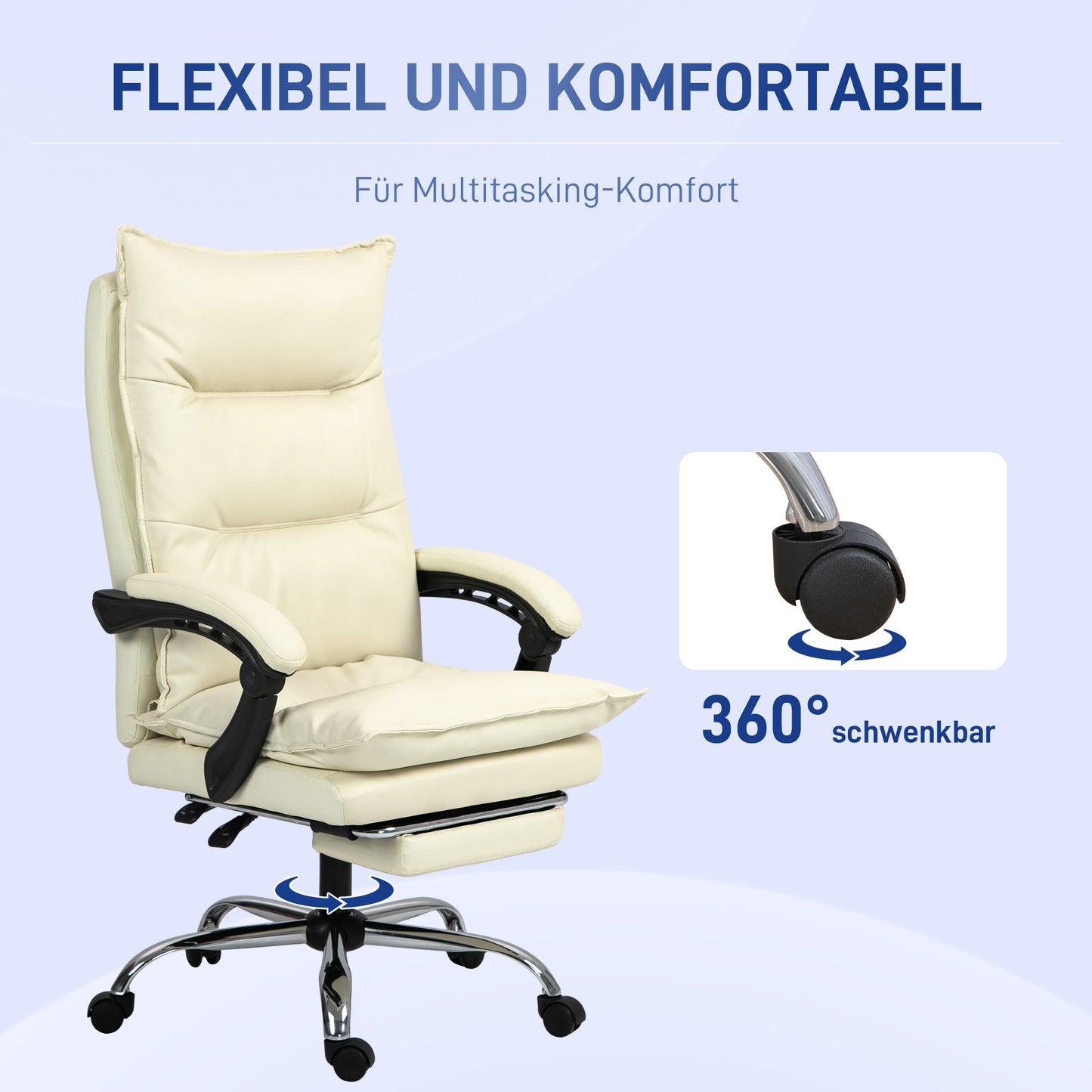 Bureaustoel – Kantoorstoel – Gamingstoel – Draaistoel – Bureaukruk – Verstelbare Hoogte 55-63 cm – Kunstleren Bekleding Zwart