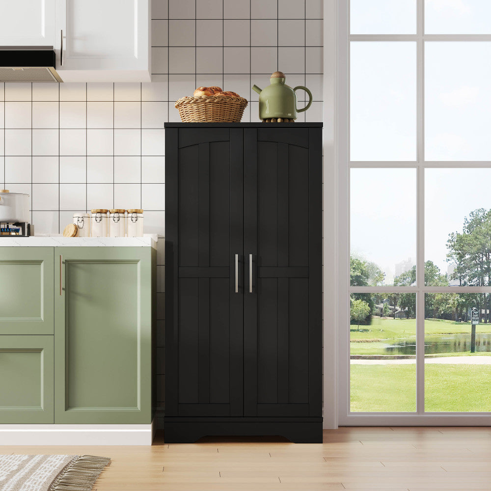 Keukenkast – Sideboard – Opbergkast – Buffetkast – Keukenmeubel – Zwart – 120x60x40 cm – Verstelbare Planken – Ruime Dubbele Deuren