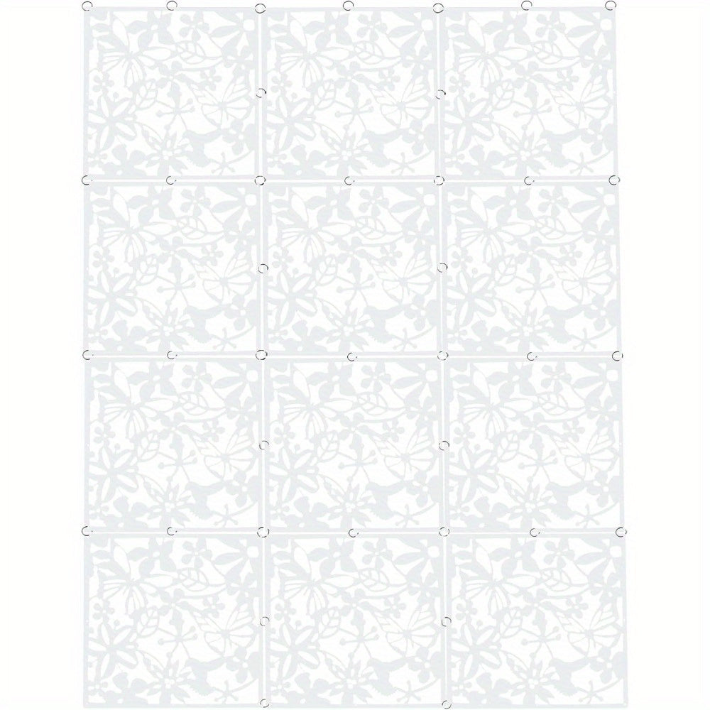 Kamerscherm – Roomdivider – Scheidingswand – Paravent – Paneelscherm – 12 Panelen – Wit – 40x40 cm – Lichtgewicht Polypropyleen Met IJzeren Ringen