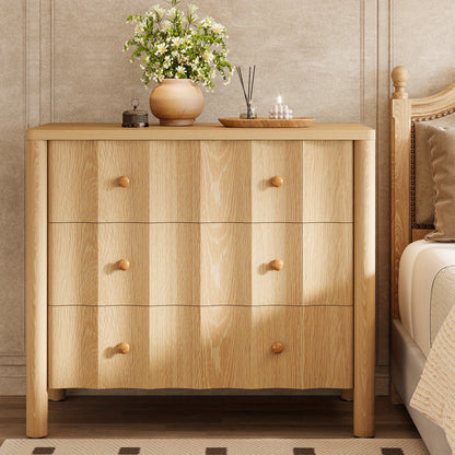 Nachtkastje – Bijzettafel – Bedside Table – Opbergkast – Ladekast – Extra Breed 80 cm – Natuur Eikenhout – 3 Lades Met Geruisloze Rails – Stevig Hout & Eenvoudig In Elkaar Te Zetten