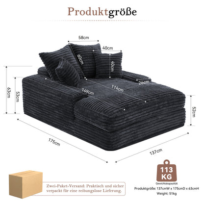 Slaapbank – Sofa – Bedbank – Logeerbed – Slaapstoel – Modern Design – Memory Foam Kussens – Grijze Velvet Stof – Volledig Gemonteerd – Ruimtebesparend