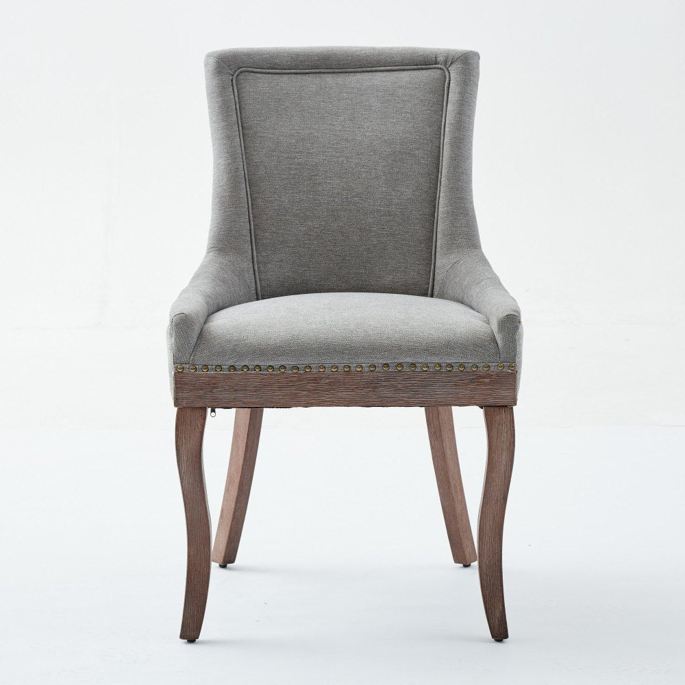 Eetkamerstoel – Stoel Met Armleuning – Diningsstoel – Retro Stoel – Armstoel – Grijs Chenille – Extra Brede Armleuningen – Dikke Gevoerde Zitkussens