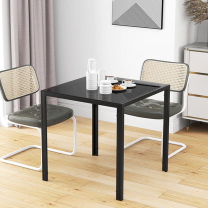 Eettafel – Keukentafel – Dinertafel – Tafel – Vierkante Tafel – Gehard Glas – Metalen Frame – 75x75x75 cm – Zwart