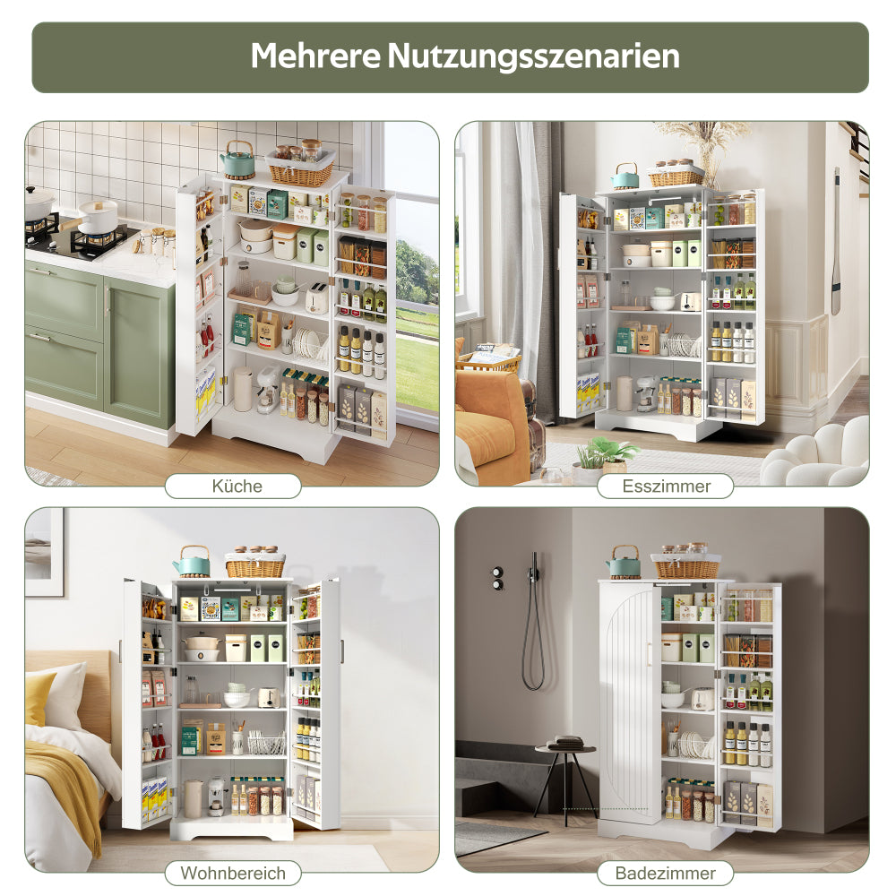 Opbergkast – Opbergmeubel – Kast – Bergkast – Keukenkast – Wit – 60x35x128 cm – Verstelbare Planken – Anti-Kantelveiligheid