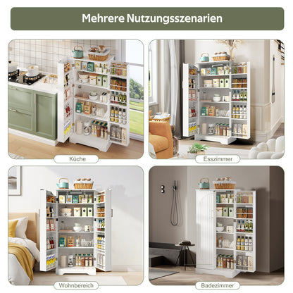 Opbergkast – Opbergmeubel – Kast – Bergkast – Keukenkast – Wit – 60x35x128 cm – Verstelbare Planken – Anti-Kantelveiligheid