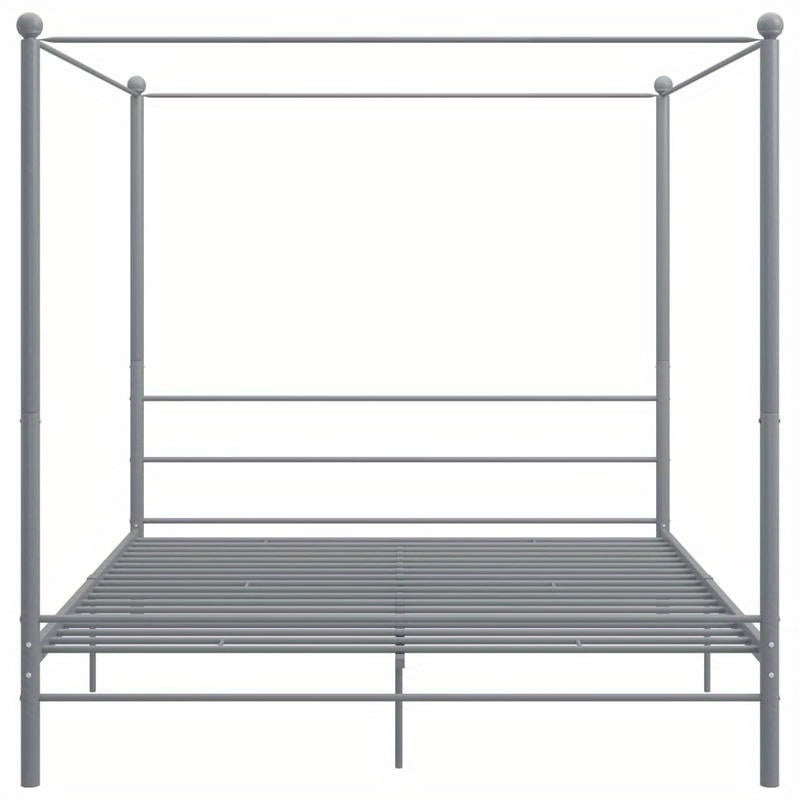 Metalen Bedframe – Stalen Bed – Canopy Bed – Bedframe 200x200 – Grijs – Stevig en Duurzaam – Overhead Frame voor Gordijnen