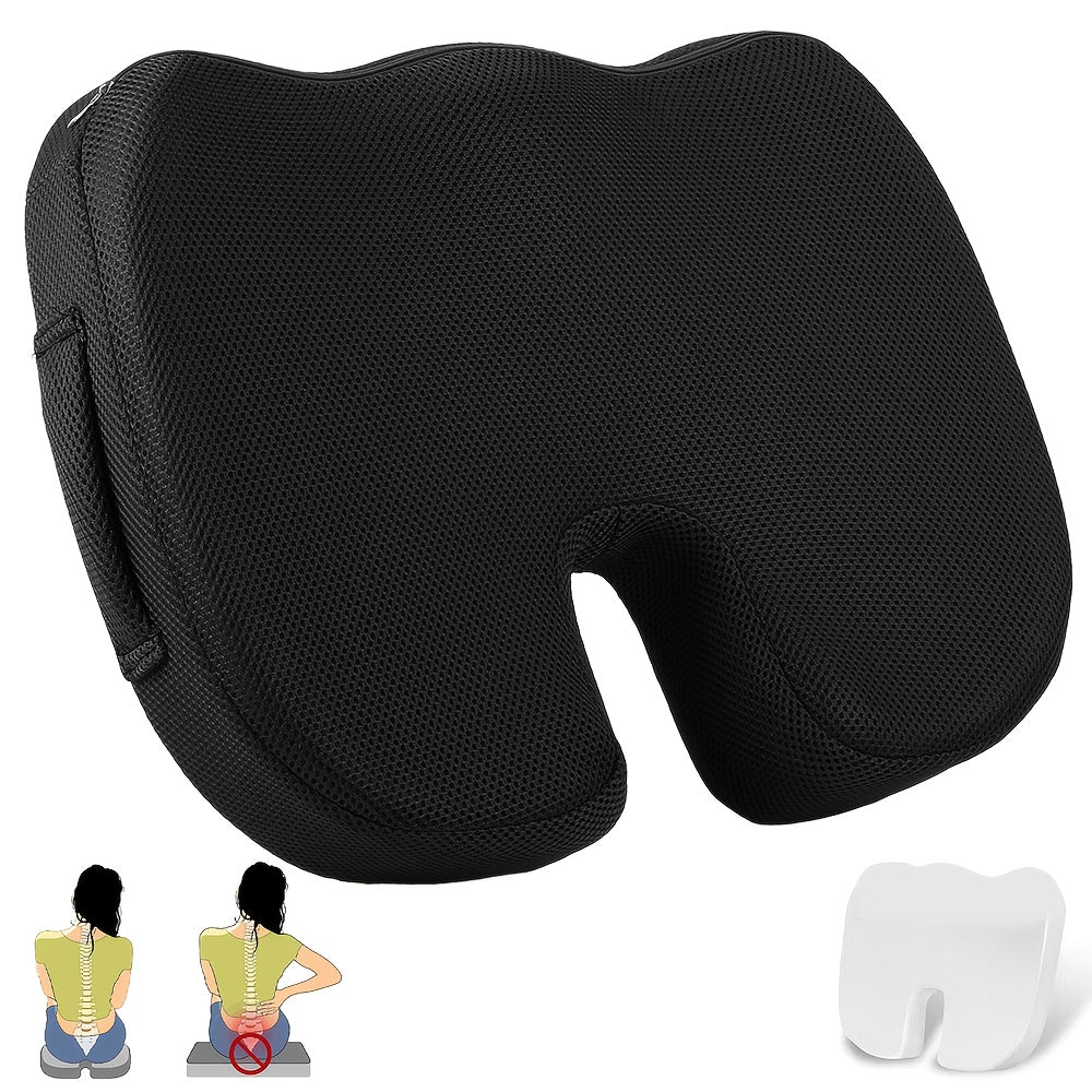 Ergonomisch Stoelkussen met U-vormige Rugondersteuning – Ademend Mesh en Gel Pad – Drukverlichting voor Onderrug, Heupen en Billen – Verstelbaar Koord, Past op de Meeste Stoelen (45x35x7 cm)
