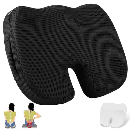 Ergonomisch Stoelkussen met U-vormige Rugondersteuning – Ademend Mesh en Gel Pad – Drukverlichting voor Onderrug, Heupen en Billen – Verstelbaar Koord, Past op de Meeste Stoelen (45x35x7 cm)