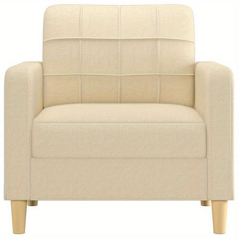Eenpersoonsbank – Fauteuil – Zitzetel – Lounge Stoel – Sofa – Crème – Stevig MDF Frame – Handmatig Verstelbare Rugleuning