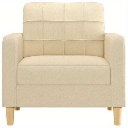 Eenpersoonsbank – Fauteuil – Zitzetel – Lounge Stoel – Sofa – Crème – Stevig MDF Frame – Handmatig Verstelbare Rugleuning