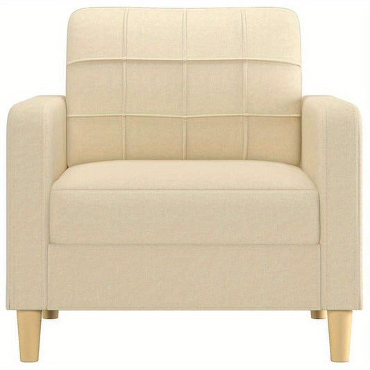 Eenpersoonsbank – Fauteuil – Zitzetel – Lounge Stoel – Sofa – Crème – Stevig MDF Frame – Handmatig Verstelbare Rugleuning