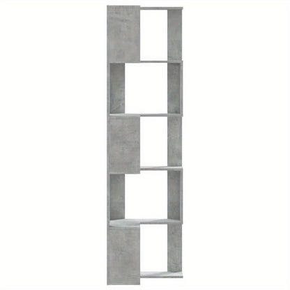Hoekboekenplank – Boekenkast – Hoekkast – Wandrek – Opbergmeubel – Betonlook Grijs – 5 Planken – 50x50x179 cm – Hout en Kunstboard