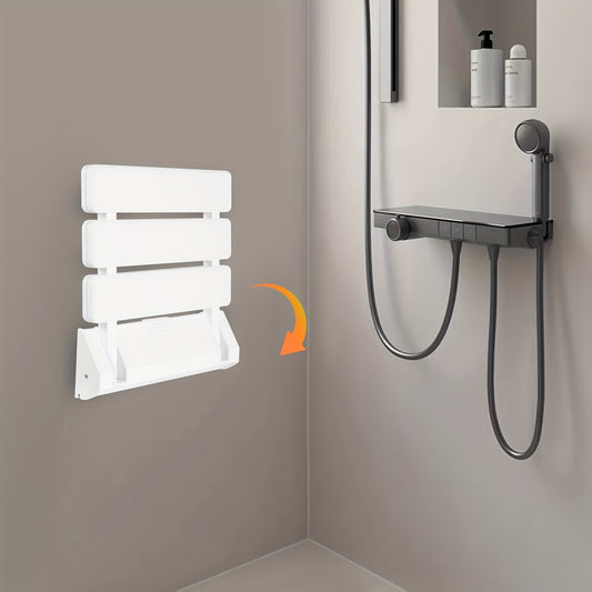Opklapbare Douchezit – Douchekruk – Douchestoel – Badstoel – Wandzitje – Ruimtebesparend Design – Max Draagvermogen 130 kg – Wit