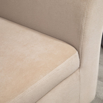 Opbergbank – Opbergbankje – Bankje – Zitbank – Opbergmeubel – Beige – Fluweel Polyester – Stevige Rubberen Poten – 111,5x41x65 cm