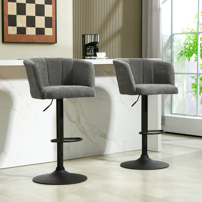 Barkrukken – Barstoelen – Keukenkrukken – Hoge Stoelen – Krukken Set – Donkergrijs – Verstelbare Hoogte – Metalen Onderstel Met Voetsteun