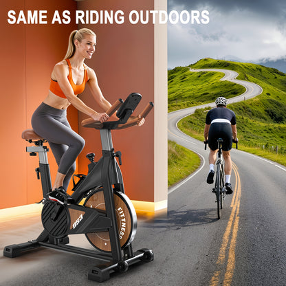 Vowvit Magnetic Exercise Bike with Kinomap App, Indoor Stationary Cycling Bike, Adjustable Seat & Handlebar, Silent Belt Drive, Home Gym Cardio Equipment
