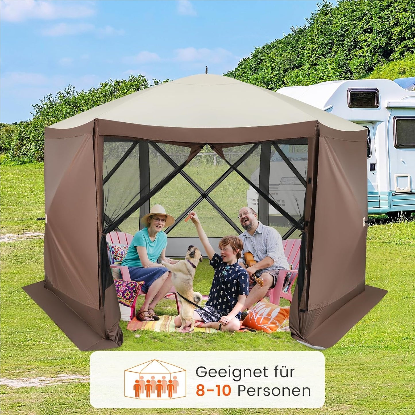 Partytent – Pop-up Tent – Paviljoen – Vouwtent – Feesttent – 3,5x3,5 m – Waterdicht Oxford Doek – Met Ademend Gaas en Zijwanden