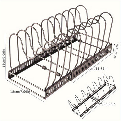 Pannenrek – Pannendekselhouder – Keukenkast Organizer – Opbergrek – Dekselhouder – Verstelbaar 30-59 cm – Roestbestendig Staal – 10 Lagen Ruime Capaciteit