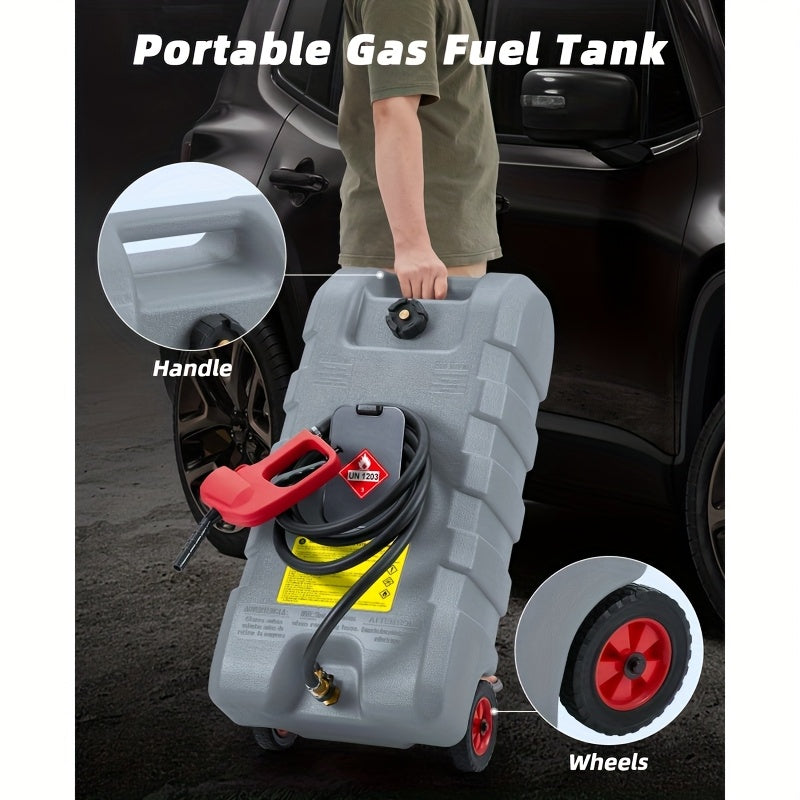 Brandstoftank – Benzinetank – Dieselcontainer – Brandstofcontainer – Mobiele Tank – 56,78 Liter Inhoud – Stevige Wielen Met Siphonpomp – Grijs