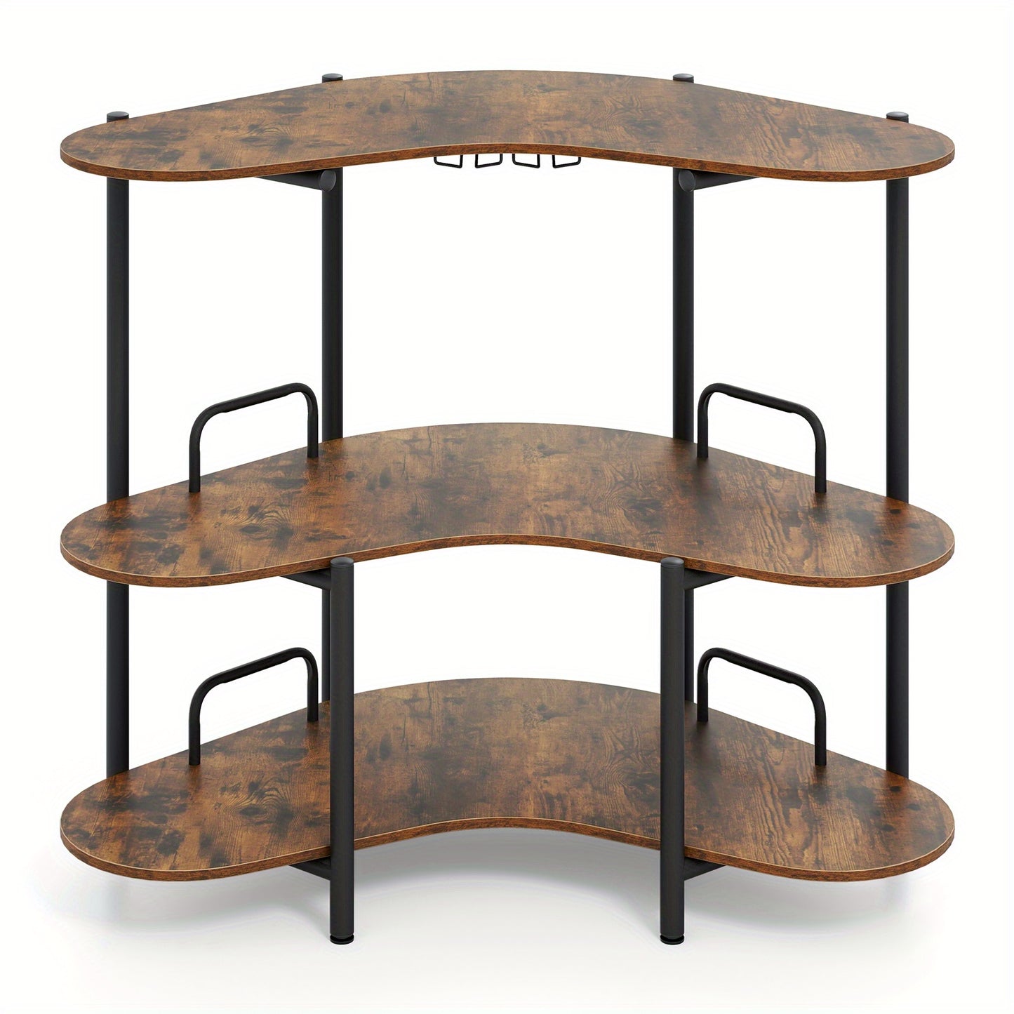 3-Laagse Barunit – Thuisbar – Drinkkast – Mini Bar – Barmeubel – Industrieel Design – Stevig Metalen Frame – Duurzaam Houten Tafelblad – Bruin