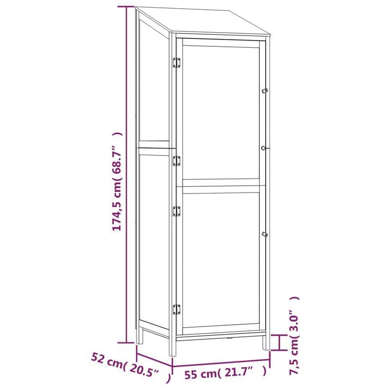 Tuinkast – Tuinberging – Opbergkast Buiten – Buitenopbergkast – Tuinkast Grenenhout Marrone – Duurzaam Massief Grenenhout – Compact 55x52x174,5 cm