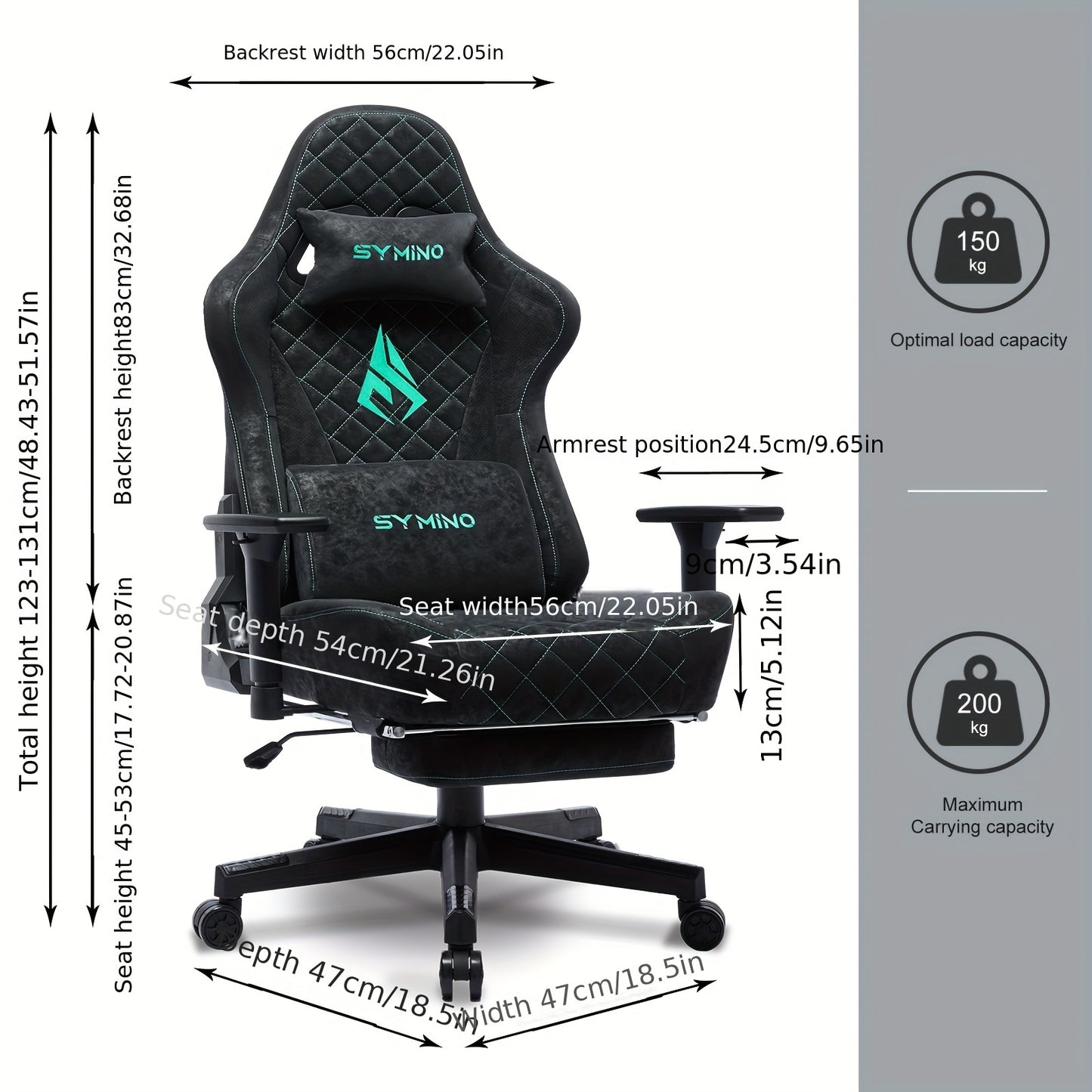 Gamingstoel – Bureaustoel – Gamerstoel – Zwart Grijs – Ergonomisch – Verstelbare Rugleuning & Voetsteun – PU Leer