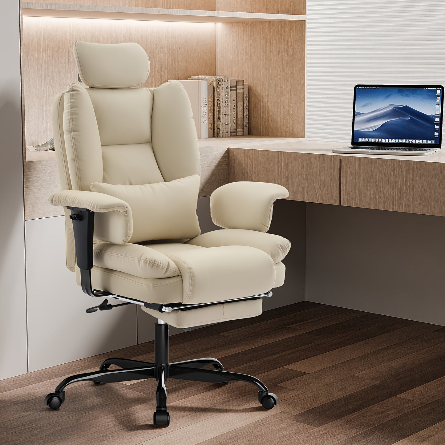 Ergonomische Bureaustoel Beige – Comfortabele Kantoorstoel – Chaise Bureau – Chaise Ergonomique – Executive Stoel – Gepolsterd Met Memory Foam – Draagkracht 200kg