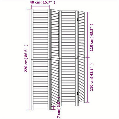 4-Panel Black Paulownia Wood Room Screen - Elegant Privacy Divider for Office, Bedroom, Living Room with Golden Accents, Living Room Decor|Golden Accented Furniture|Paulownia Wood Construction, Wall Decor Living Room