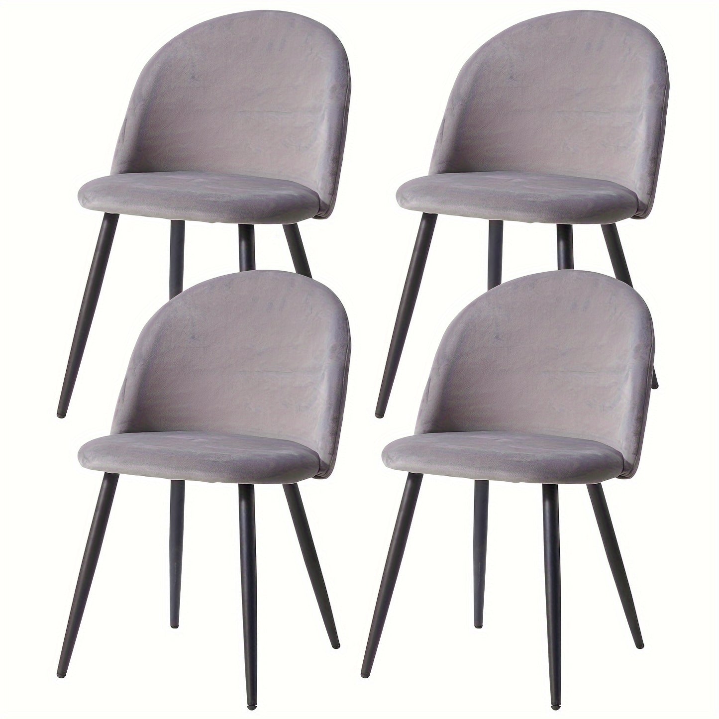 Vintage Stoelen – Fauteuils – Zittingen – Relax Stoelen – Velours Stoelen – Set Van 4 – Metalen Poten – Zacht Fluwelen Bekleding – Comfortabele Sponsvulling – Grijs