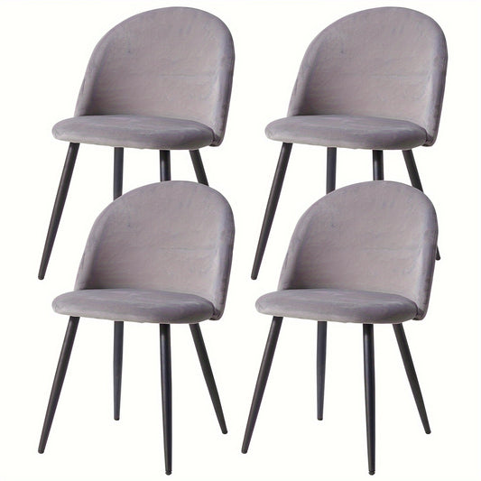 Vintage Stoelen – Fauteuils – Zittingen – Relax Stoelen – Velours Stoelen – Set Van 4 – Metalen Poten – Zacht Fluwelen Bekleding – Comfortabele Sponsvulling – Grijs