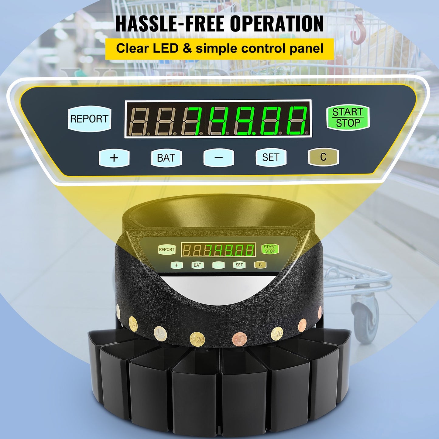 Muntteller – Muntenteller – Muntensorteerder – Muntenteller Elektronisch – Euromuntenteller – Automatische Sortering – Telt Tot 300 Munten Per Minuut – Groot LCD Display
