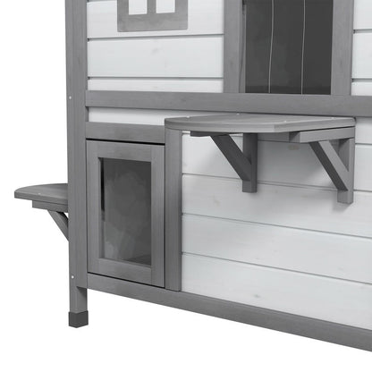 Kattenhuis – Kattenhok – Katten Shelter – Katten Verblijf – Kattenhuisje – 2 Laags Ruim Design – Weerbestendige Materialen Met Ventilatie Mesh
