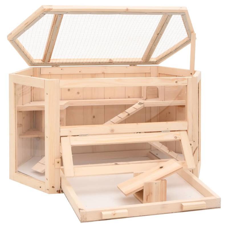 Large Hamster Cage with Open-Top Design - Spacious Habitat, Sturdy Construction, Easy-Clean Base - Compatible with Hamsters, Gerbils, Mice, Guinea Pigs - Ideal for Small Pets - 80x40x43cm (31, 5x15, 7x16, 9in) - Durable Woode