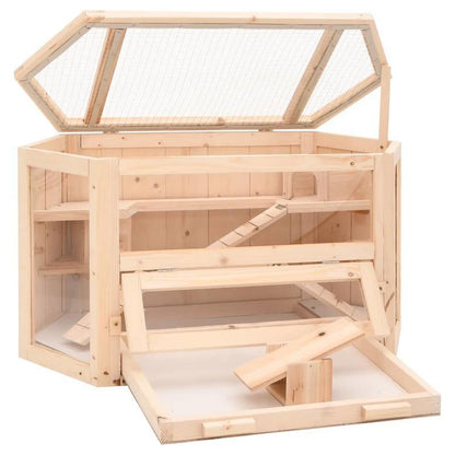 Large Hamster Cage with Open-Top Design - Spacious Habitat, Sturdy Construction, Easy-Clean Base - Compatible with Hamsters, Gerbils, Mice, Guinea Pigs - Ideal for Small Pets - 80x40x43cm (31, 5x15, 7x16, 9in) - Durable Woode