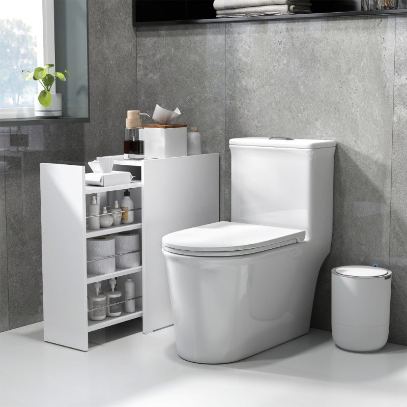 Smalle Opbergkast – Smalle Kast – Opbergsysteem – Badkamerkast – Organizer – Wit – Met Wieltjes – 3 Diepe Vakken & Lade – Metaal – Compact 47x25x66,5 cm