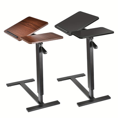Mobiele Bedtafel – Verstelbaar Laptop Tafeltje – Hydraulische Laptopstandaard – Draaibare Laptopsteun – Ergonomisch Zit-Sta Bureau – Hoogte 80-116 cm – Anti-slip Rand – Compact Opvouwbaar