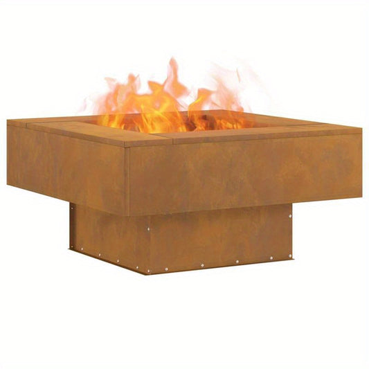 Vuurschaal – Vuurkorf – Tuinhaard – Sfeerhaard – Terrasverwarmer – Vierkant Design – 80x80x40 cm Cortenstaal – Ingebouwd Ontstekingssysteem
