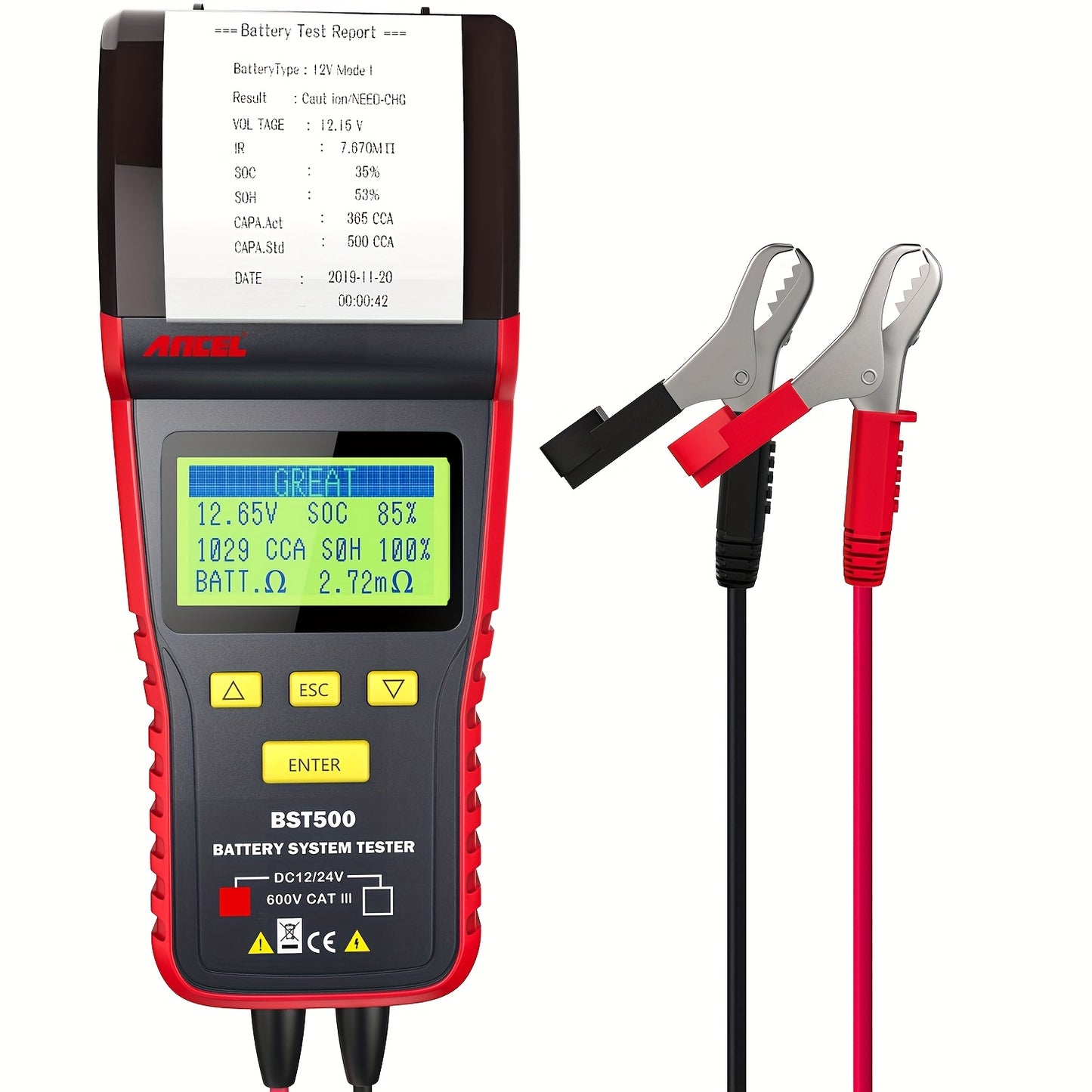 Accu Tester – Batterij Analyzer – Auto Accu Checker – Load Tester – Spanningstester – 99% Nauwkeurigheid – Geschikt Voor 12V & 24V voertuigen