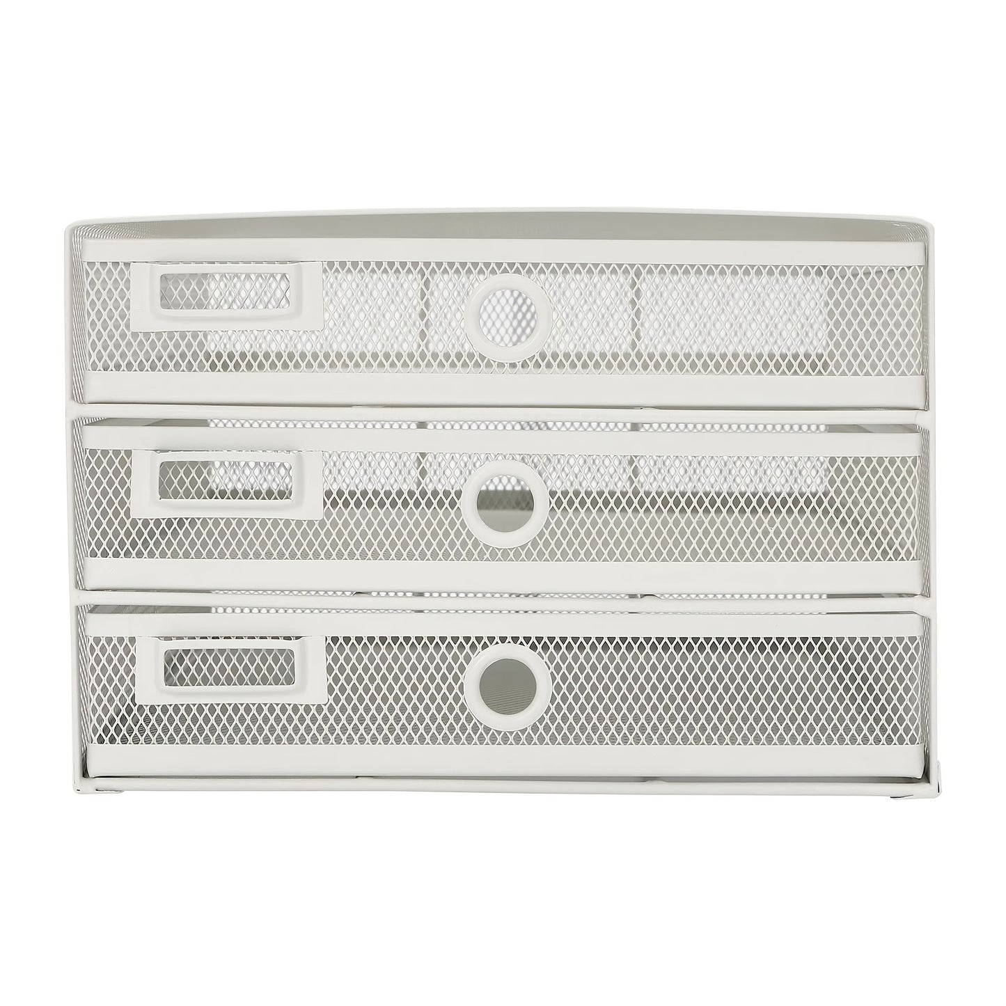 CNCEST Heavy-Duty Carbon Steel Desk Organizer with 3-Tier Mesh Drawers - No Assembly Needed, Large Open Top, Sturdy Construction for Home Office, Workspace - Ideal Gift for Professionals (White), Desk Accessories Office, Docu