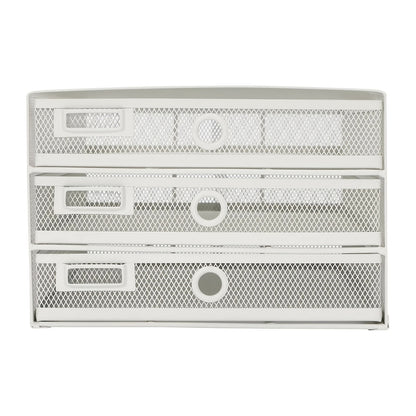 CNCEST Heavy-Duty Carbon Steel Desk Organizer with 3-Tier Mesh Drawers - No Assembly Needed, Large Open Top, Sturdy Construction for Home Office, Workspace - Ideal Gift for Professionals (White), Desk Accessories Office, Docu